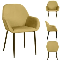 Lot de 2 Fauteuils GIULIA Jaune Moutarde Velours Côtelé