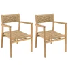 Lot de 2 fauteuils jardin teck rotin synthétique motif losange VALERIA