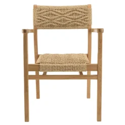 Lot de 2 fauteuils jardin teck rotin synthétique motif losange VALERIA