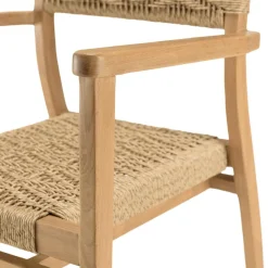 Lot de 2 fauteuils jardin teck rotin synthétique motif losange VALERIA