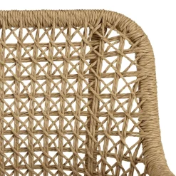 Lot de 2 fauteuils jardin teck rotin synthétique et coussin blanc VALERIA