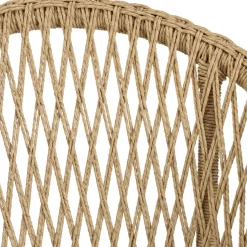 Lot de 2 fauteuils jardin arrondi teck rotin synthétique et coussin VALERIA