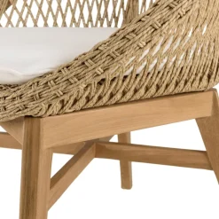 Lot de 2 fauteuils jardin arrondi teck rotin synthétique et coussin VALERIA