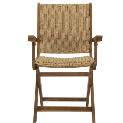 Lot de 2 fauteuils pliants acacia huilé et rotin synthétique VICK