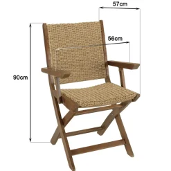 Lot de 2 fauteuils pliants acacia huilé et rotin synthétique VICK