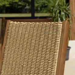 Lot de 2 fauteuils pliants acacia huilé et rotin synthétique VICK