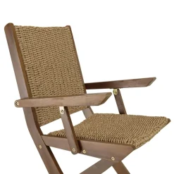 Lot de 2 fauteuils pliants acacia huilé et rotin synthétique VICK