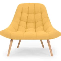 Lot de 2 Fauteuils Scandinaves Tissu Jaune COSAY