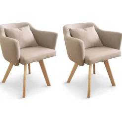 Lot de 2 Fauteuils Scandinaves Beiges LAYAL