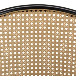 Lot de 2 fauteuils tissu noir dossier arrondi effet cannage LEA