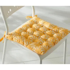 Lot de 2 galettes de chaise spécial extérieur LUBERON jaune maïs en coton