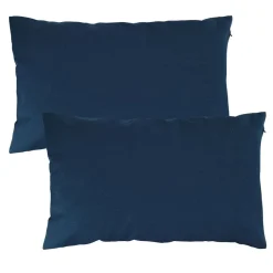 Lot de 2 housses coussins unies rectangulaires - Bleu