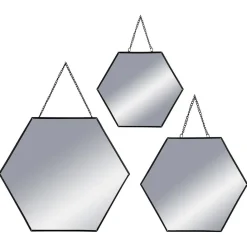 Lot de 3 miroirs hexagonaux métal