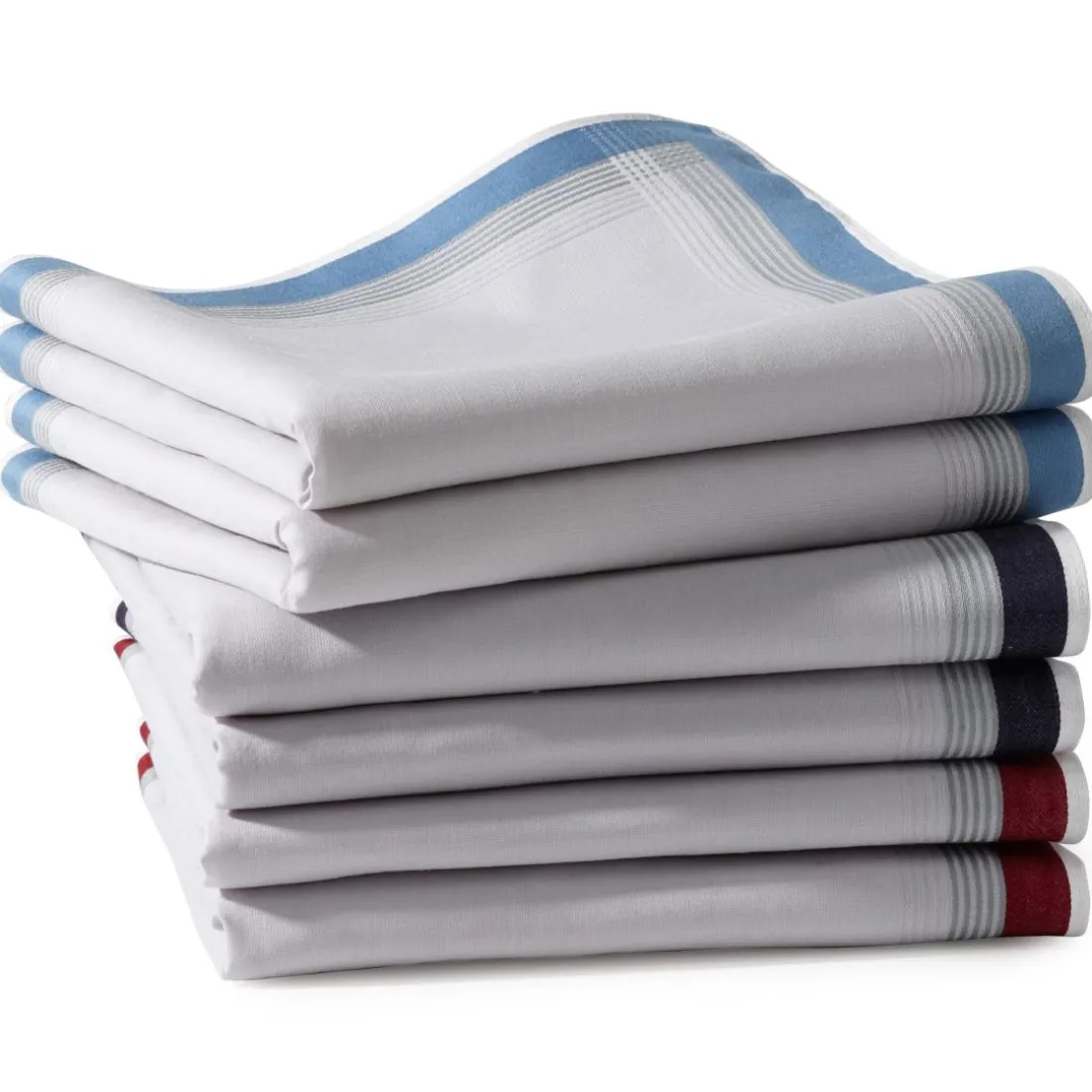 Lot de 6 mouchoirs tissu en coton EDOUARD7 jumel bande encadrée