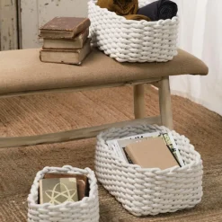 Lot de 03 paniers INDIES 36x26x16cm/ 33x23x14cm /30x20x12cm