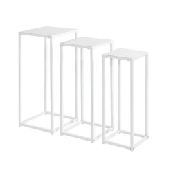 Lot de 3 porte plantes acier blanc
