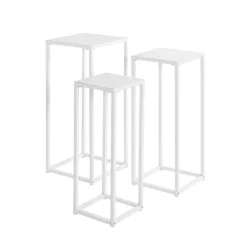 Lot de 3 porte plantes acier blanc