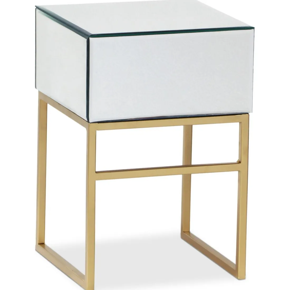 Lot De 2 Tables De Chevet 1 Tiroir NARCISSO Miroir Or