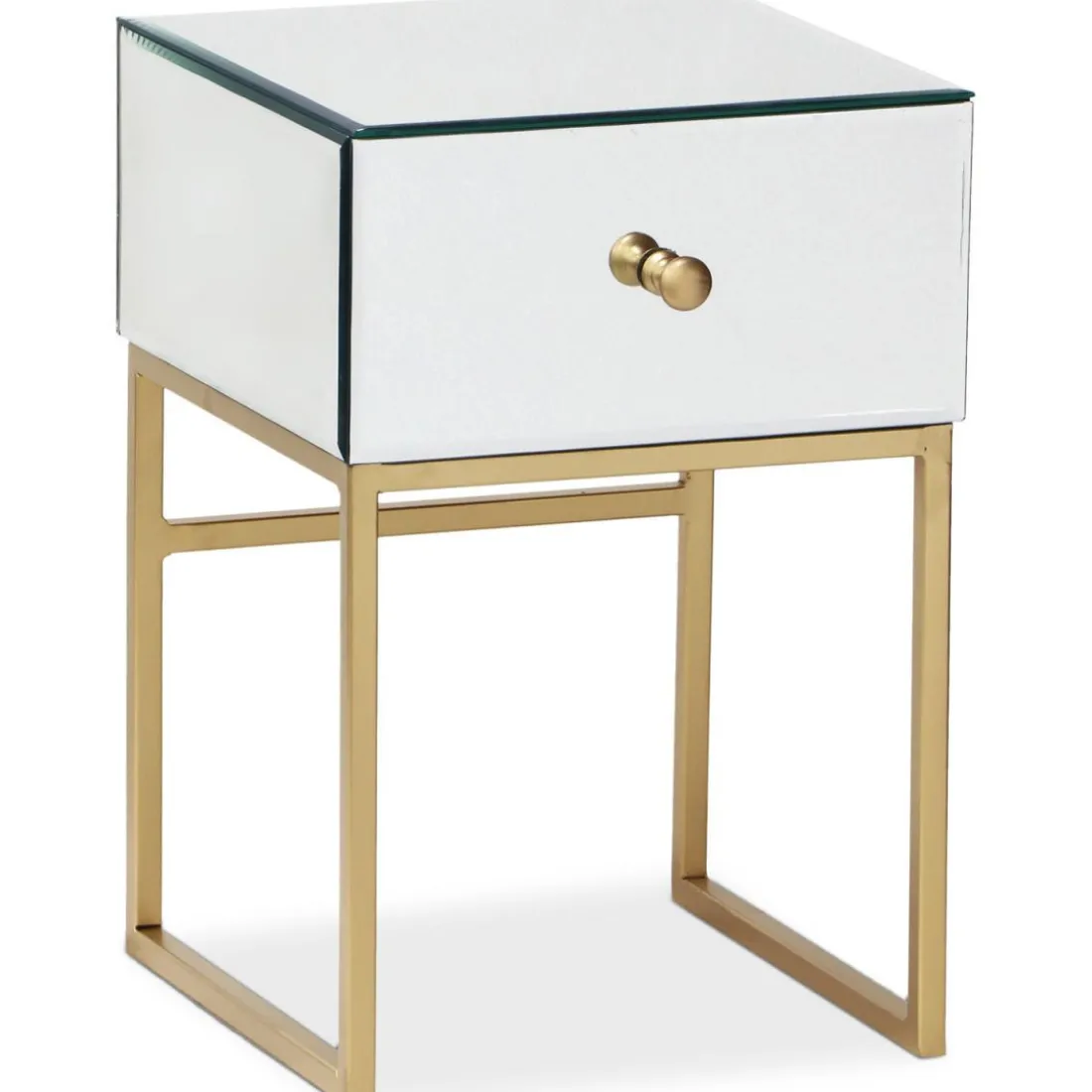 Lot De 2 Tables De Chevet 1 Tiroir NARCISSO Miroir Or