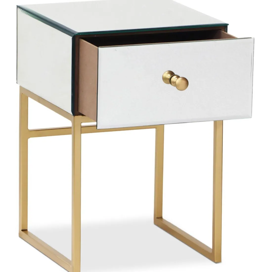 Lot De 2 Tables De Chevet 1 Tiroir NARCISSO Miroir Or