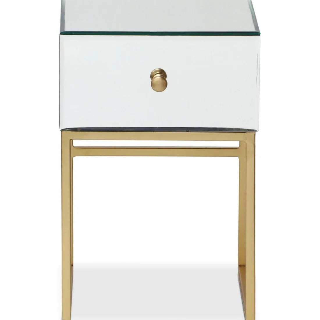 Lot De 2 Tables De Chevet 1 Tiroir NARCISSO Miroir Or