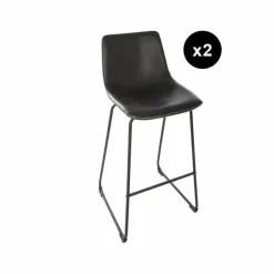 lot de 2 Tabouret de bar noir