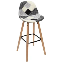 Lot de 2 Tabourets De Bar Patchwork Gris