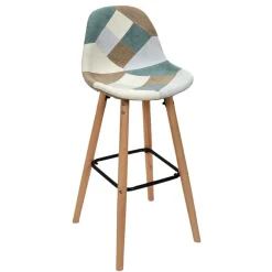 Lot de 2 Tabourets De Bar Patchwork Bleu Clair