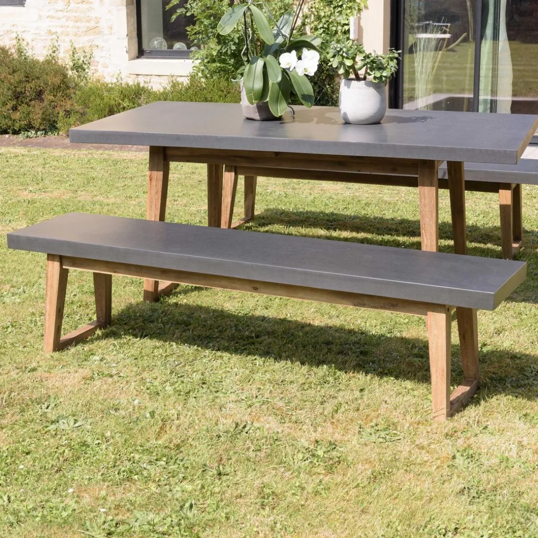 Lot jardin HOUSTON table et 2 bancs HECTOR