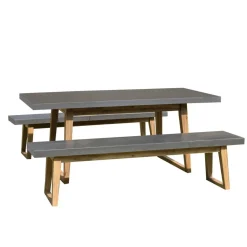 Lot jardin HOUSTON table et 2 bancs HECTOR