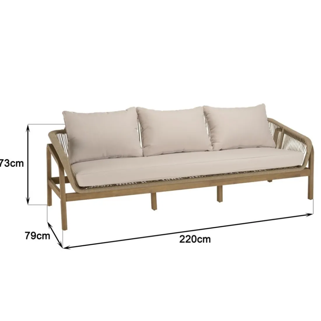 Lot n°1 Salon de jardin 5 p. en acacia beige CELESTIN