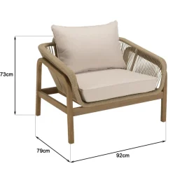 Lot n°1 Salon de jardin 5 p. en acacia beige CELESTIN