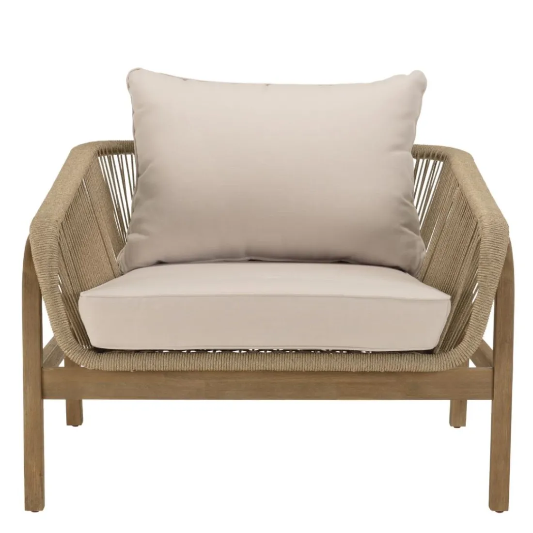 Lot n°1 Salon de jardin 5 p. en acacia beige CELESTIN