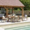 Lot n°3 Salon de jardin acacia beige 6 personnes CELESTIN