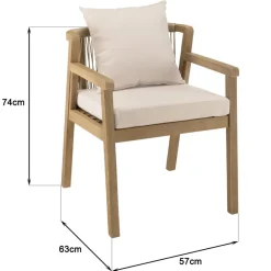 Lot n°3 Salon de jardin acacia beige 6 personnes CELESTIN