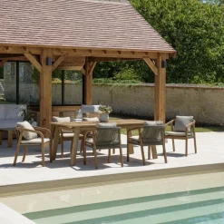 Lot n°4 Salon de jardin acacia vert sapin 6 personnes CELESTIN