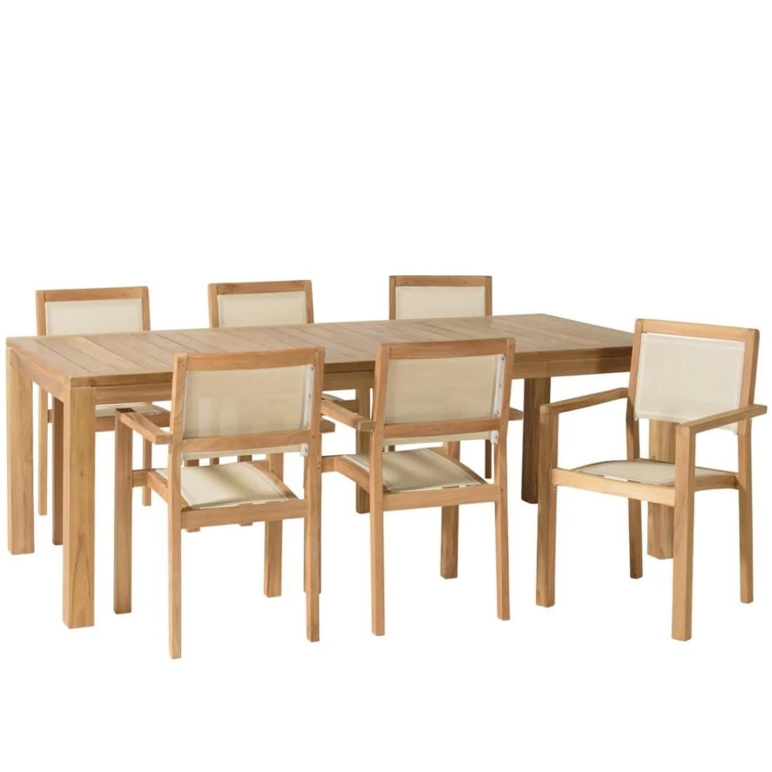 Lot n°166 Salon de jardin en teck et textilène 8/10 personnes