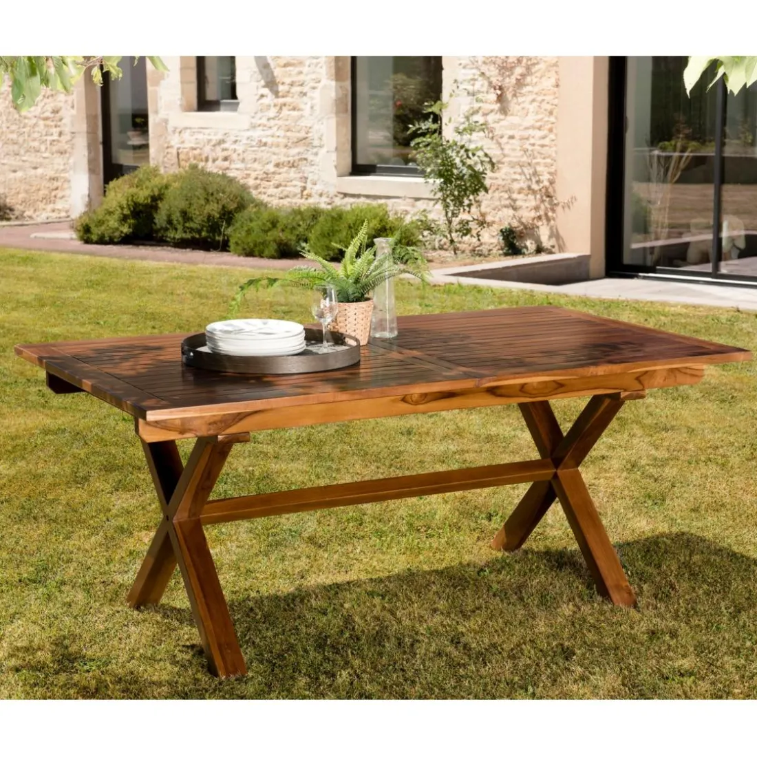 Lot n°115 Salon de jardin en teck huilé 8/10 personnes MAEVA