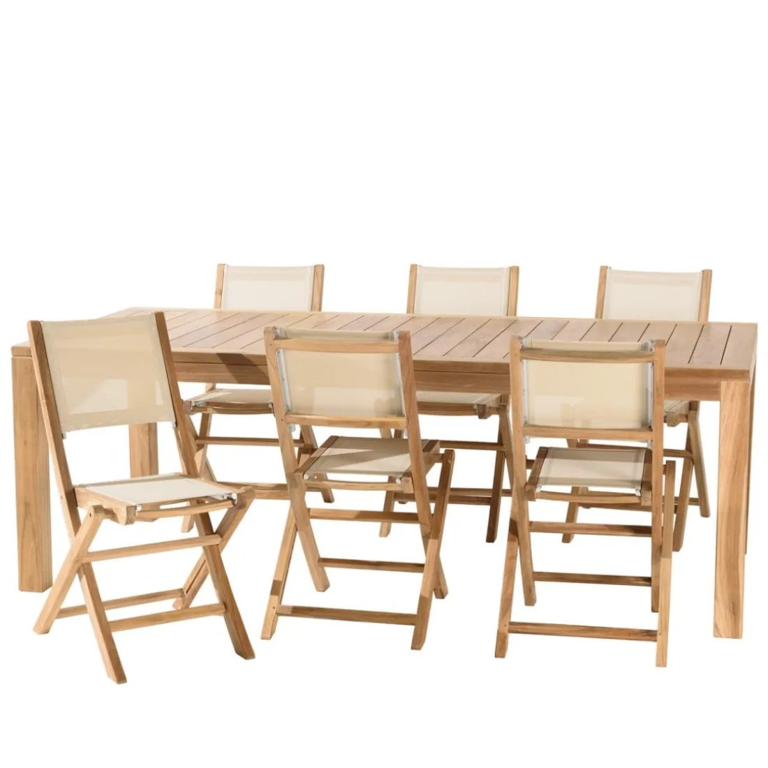 Lot n°167 Salon de jardin en teck et textilène 8/10 personnes