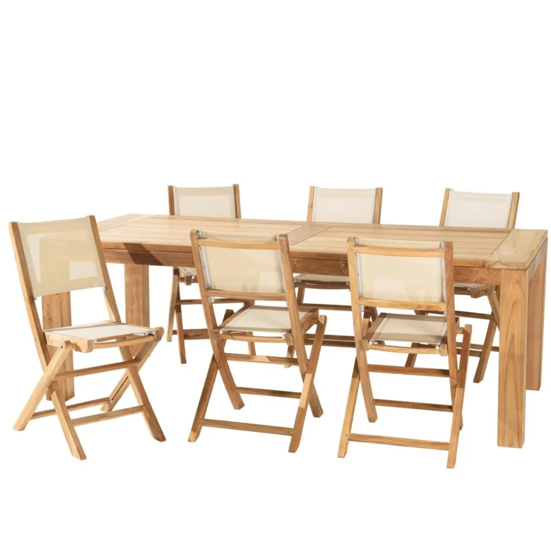 Lot n°165 Salon de jardin en teck et textilène 8/10 personnes