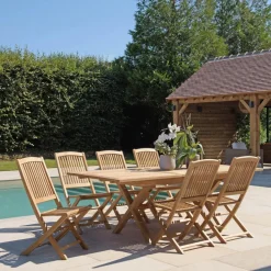 Lot n°153 Salon de jardin en teck 8/10 personnes FUN