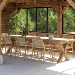 Lot n°10 Salon de jardin teck recyclé rotin synthétique 8 à 10 personnes VALERIA