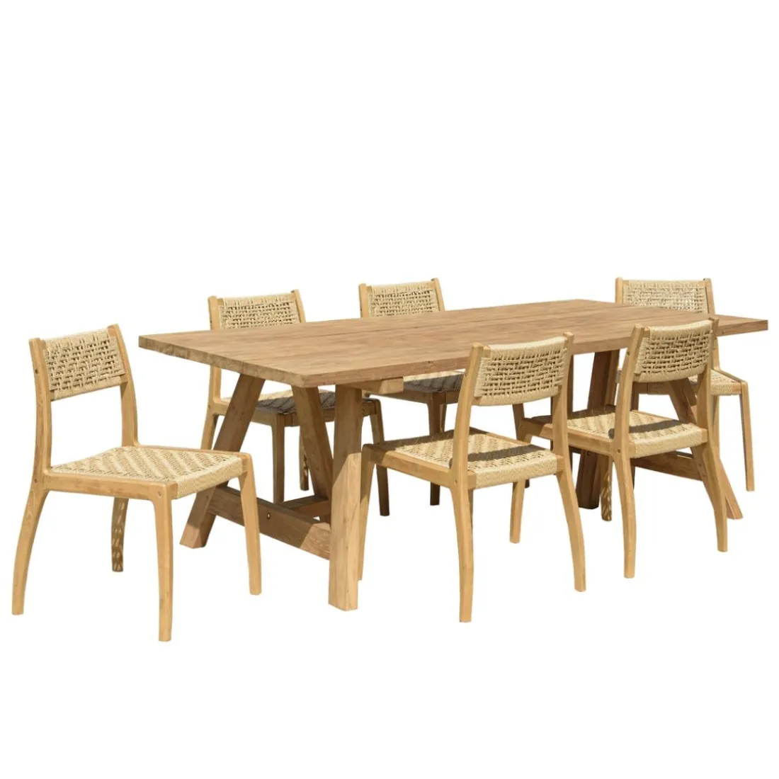 Lot n°17 Salon de jardin teck recyclé rotin synthétique 6 personnes VALERIA