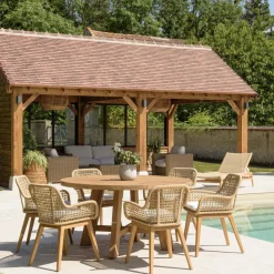 Lot n°32 Salon de jardin teck recyclé rotin synthétique 6 personnes VALERIA