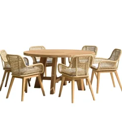 Lot n°32 Salon de jardin teck recyclé rotin synthétique 6 personnes VALERIA