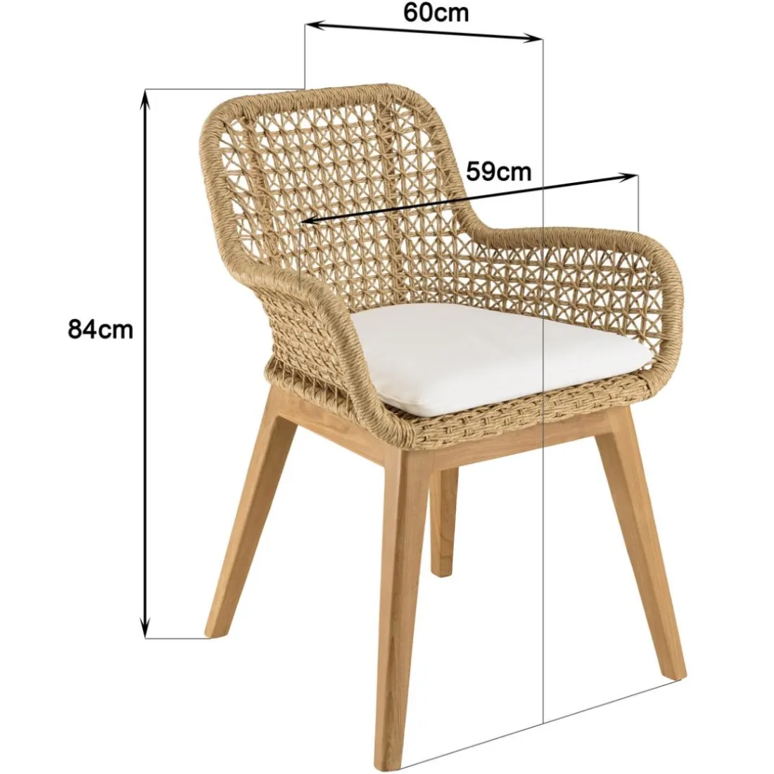 Lot n°32 Salon de jardin teck recyclé rotin synthétique 6 personnes VALERIA