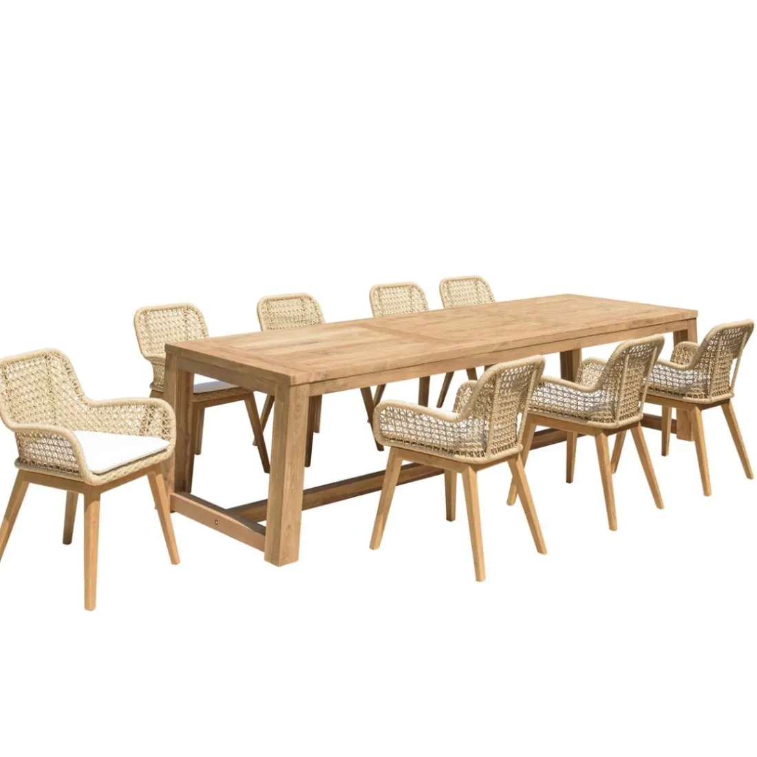 Lot n°6 Salon de jardin teck recyclé rotin synthétique 8 à 10 personnes VALERIA