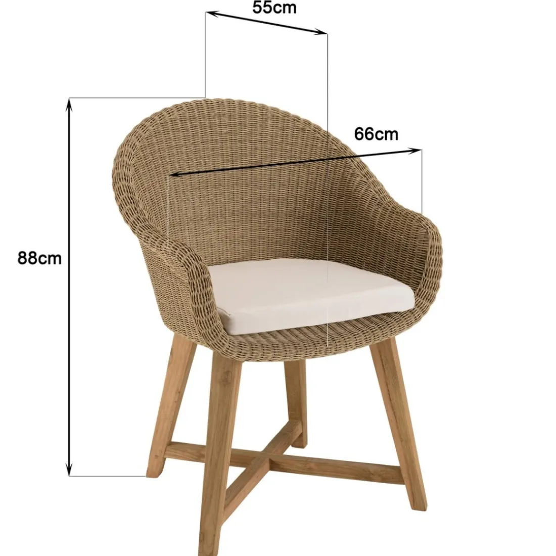 Lot n°17 Salon de jardin teck recyclé et rotin synthétique KALLY