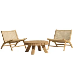 Lot n°34 Salon de jardin teck recyclé rotin synthétique 2 personnes VALERIA
