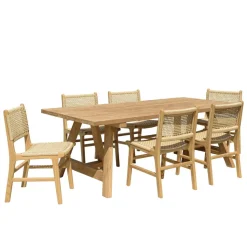 Lot n°16 Salon de jardin teck recyclé rotin synthétique 6 personnes VALERIA